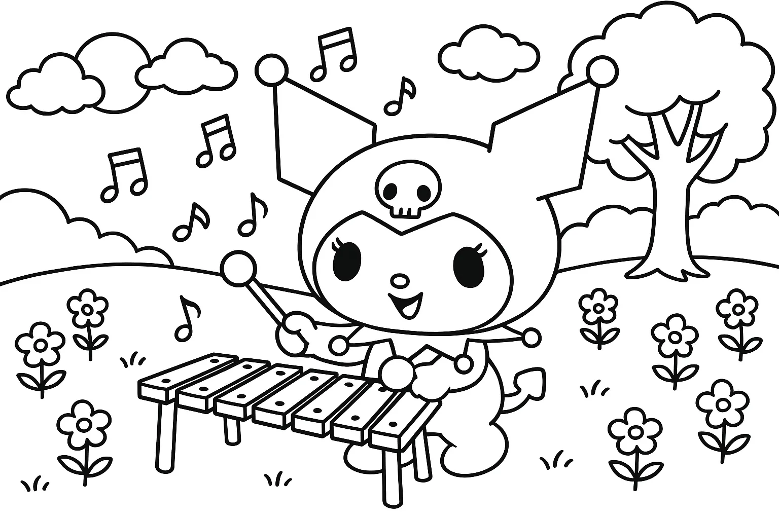 Kuromi ile Müzik Zamanı boyama sayfası