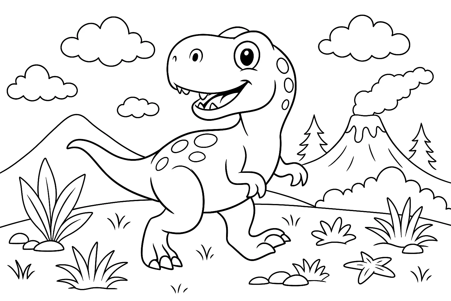 Mutlu Dinozor Geziniyor boyama sayfası