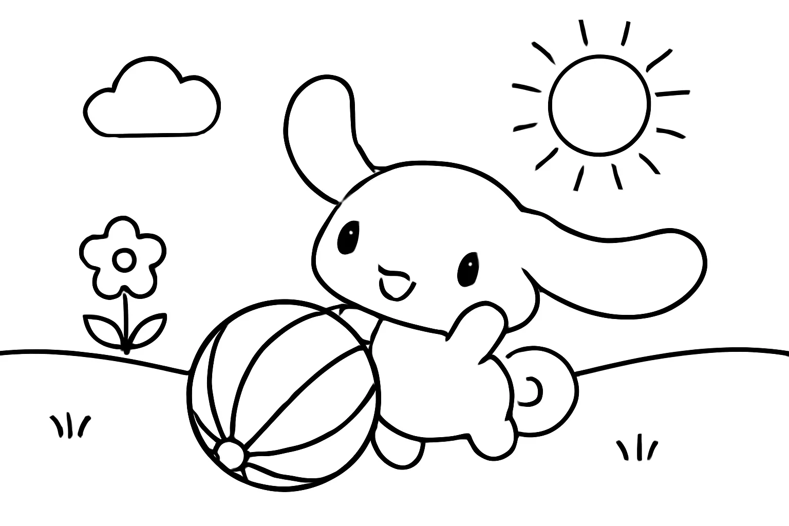 Cinnamoroll Topuyla Oynuyor boyama sayfası