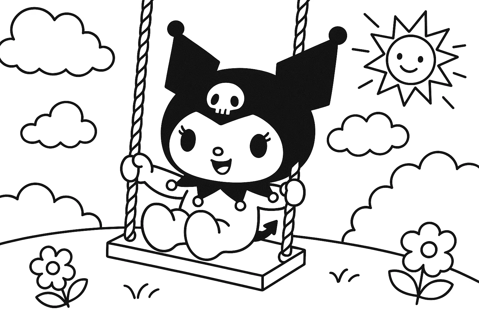 Kuromi ile Salıncak Keyfi boyama sayfası