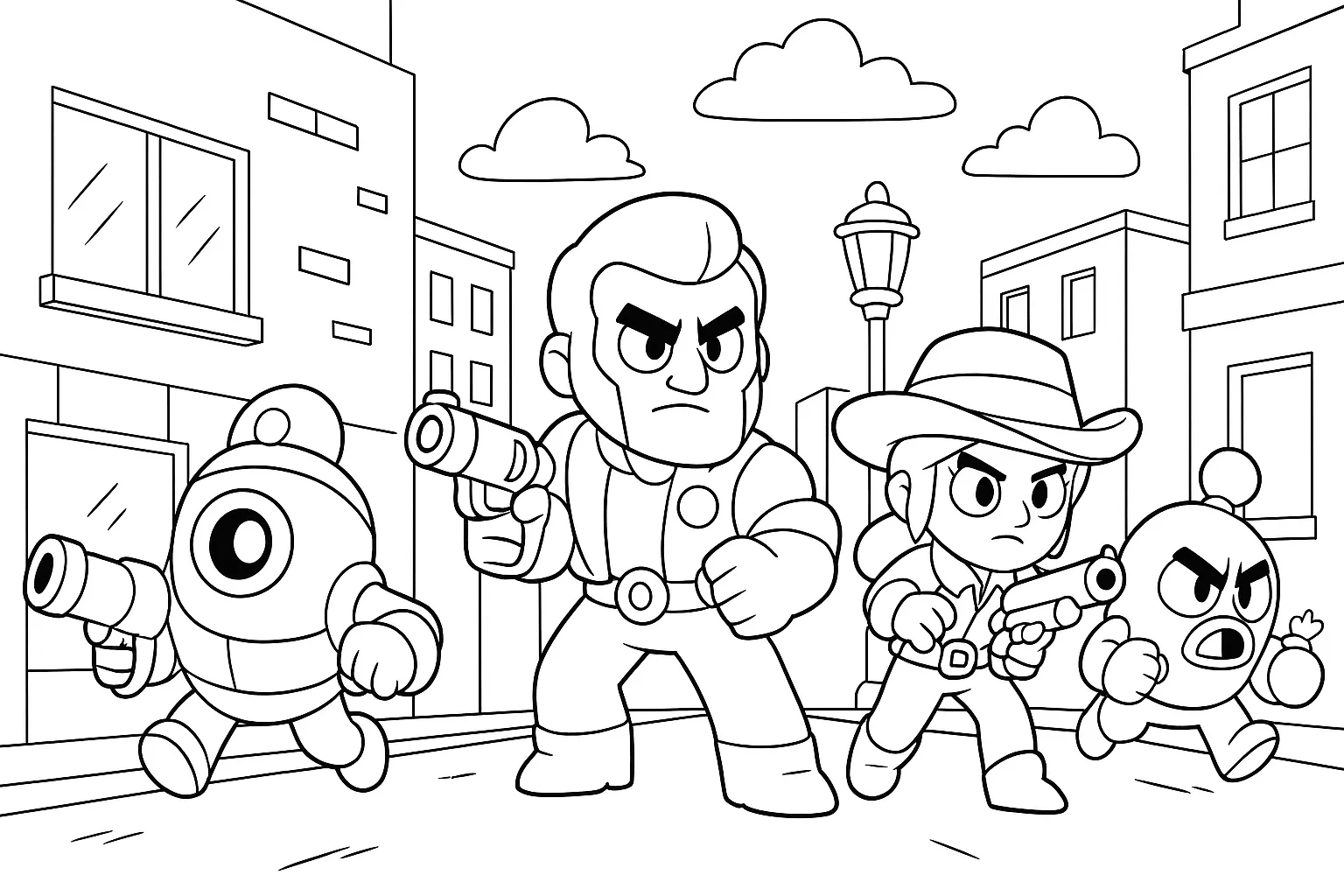 Brawl Stars Şehir Operasyonu boyama sayfası
