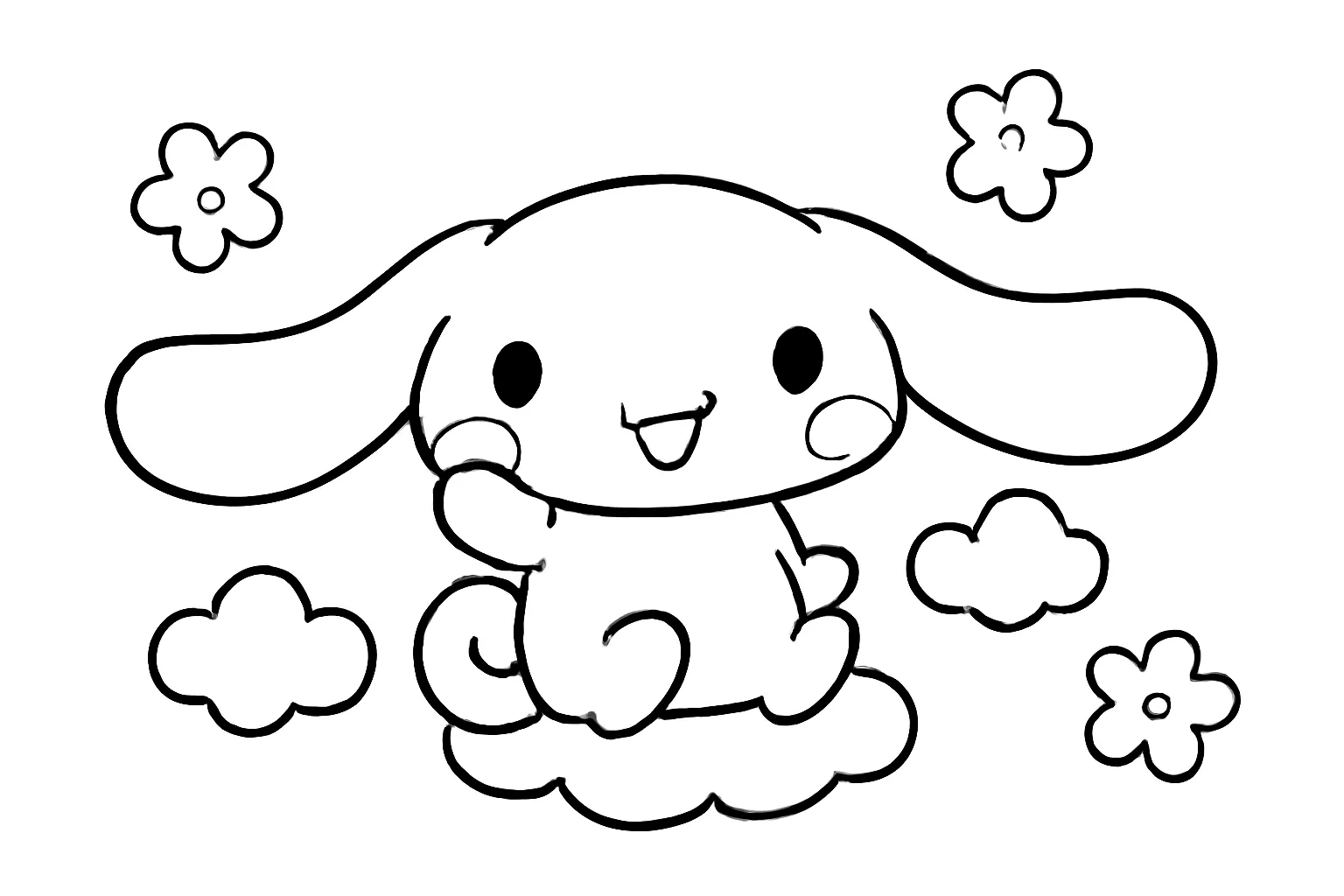 Cinnamoroll Bulutların Üzerinde boyama sayfası