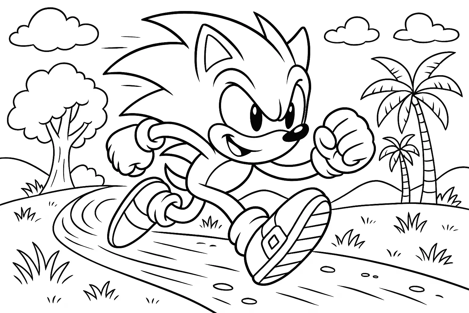 Kirpi Sonic Macera Parkuru boyama sayfası