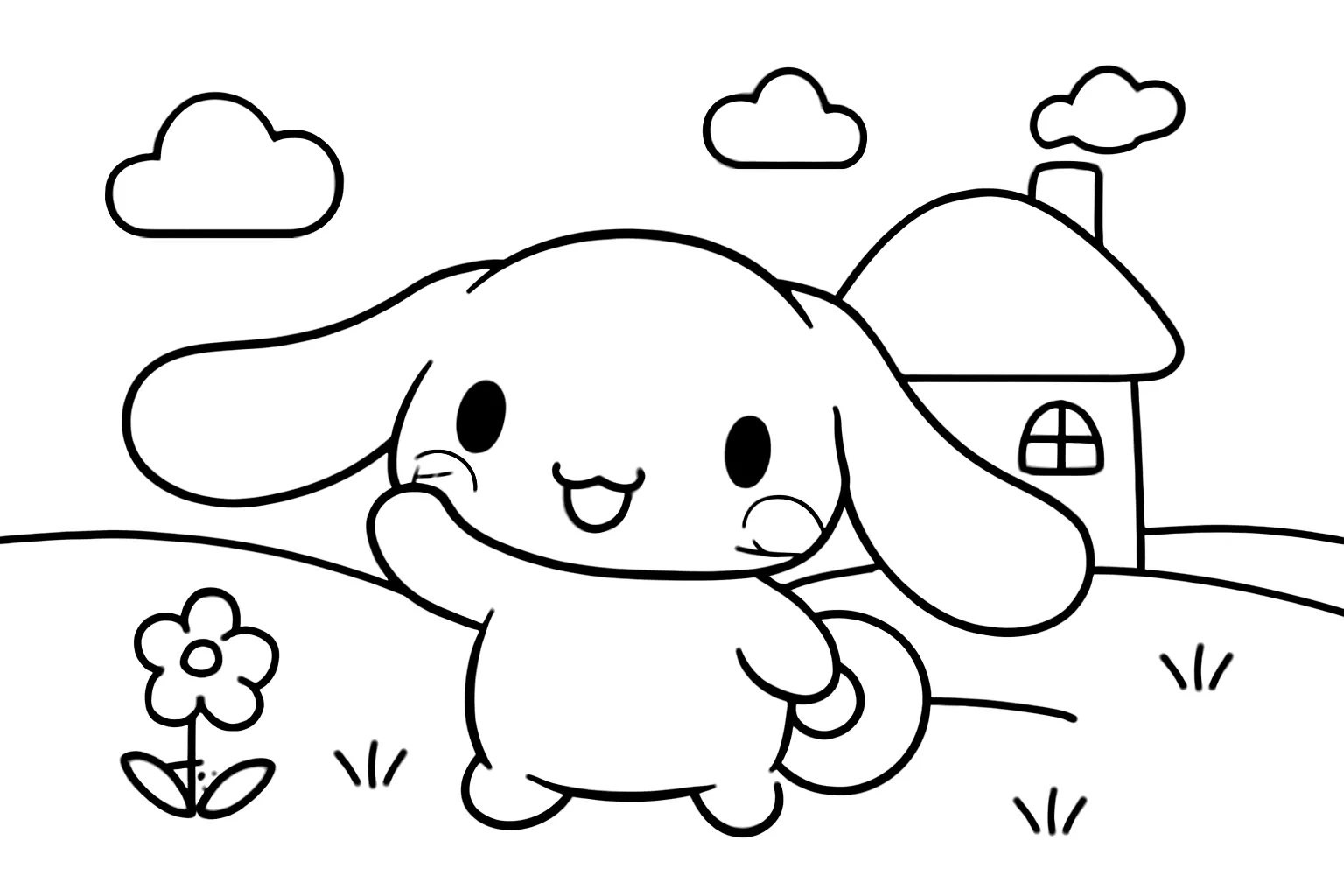 Cinnamoroll Evin Önünde boyama sayfası