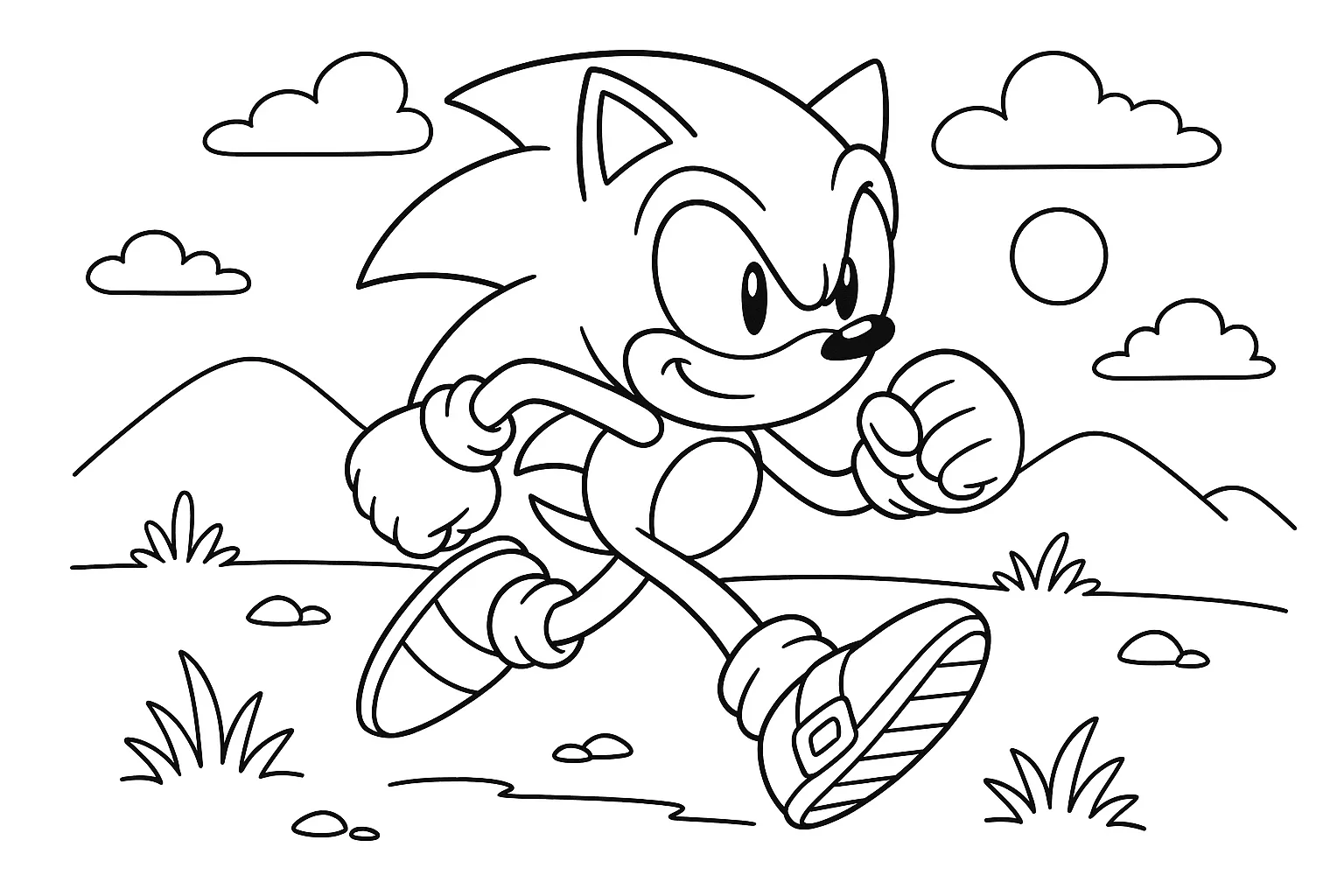 Koşan Süper Kirpi Sonic boyama sayfası
