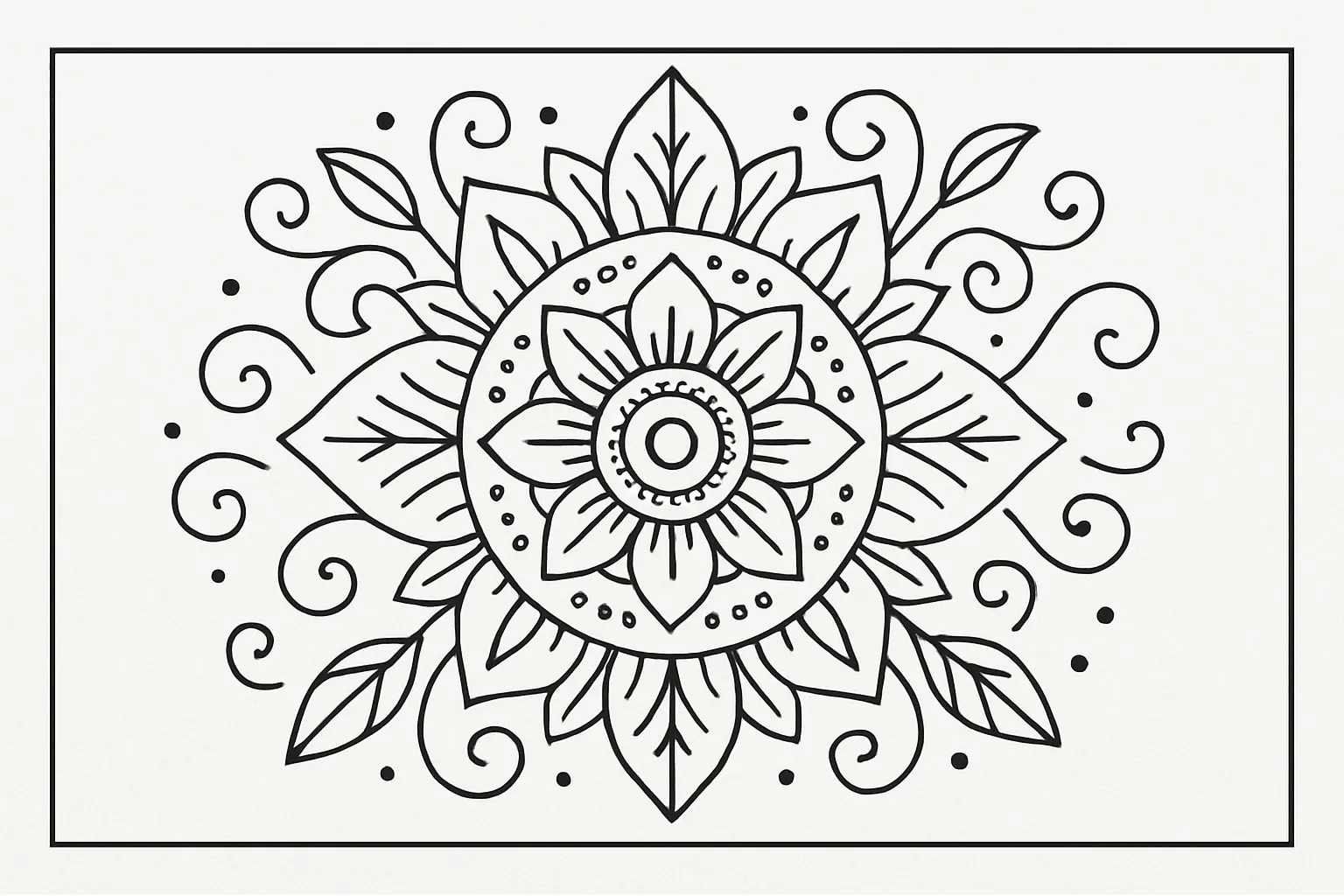 Sakinliğin Dalgası Mandala – Okul Öncesi boyama sayfası