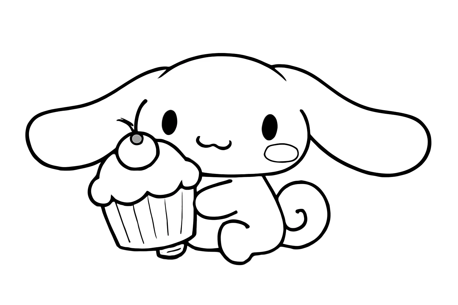 Cinnamoroll Cupcake Tutarken boyama sayfası