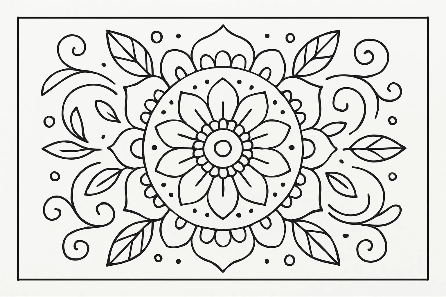 Gülümseyen Çiçek Mandala – Okul Öncesi boyama sayfası